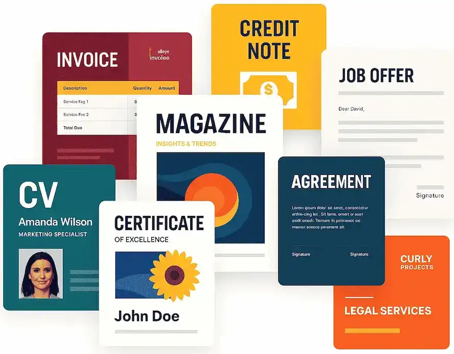 Free Document Maker AI platform generating PDFs, resumes, and media files