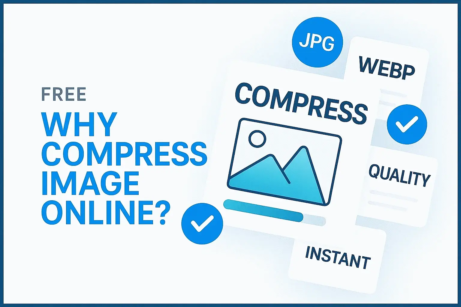 Illustration showing online image compression interface and reduced file size